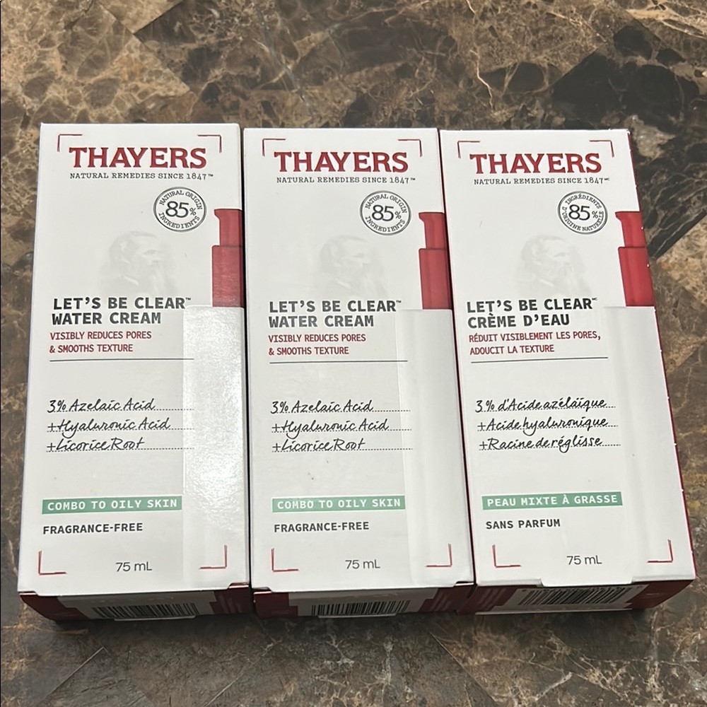 🆕 NEW Lot of Three Thayers Water Cream fragrance free